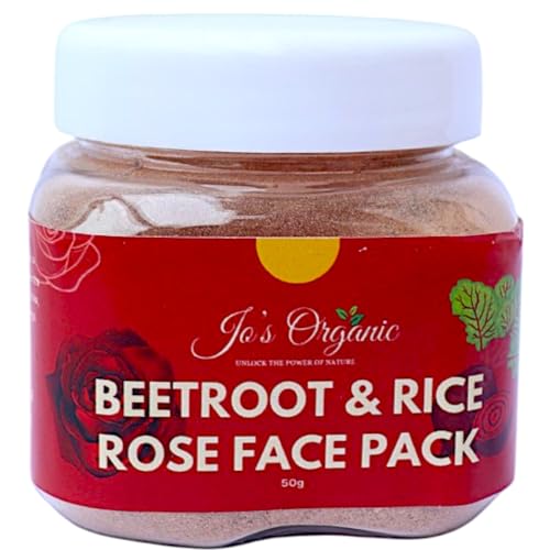 Jos organic Beetroot Manjistha Instant Face Brightening Pack | Beetroot Powder for face | Tan Remove instantly | Face glow | Fade Acne | 100% Herbal (50gm)