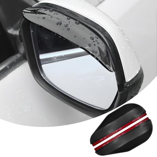 JUSTTOP 2PCS Car Mirror Rain Visor Eyebrow, Waterproof Rain Visor Guards for Car Side Mirrors, Rainproof PVC Rear View Mirror Eyebrow Covers for Most Vehicles, Car Accessories (Black)