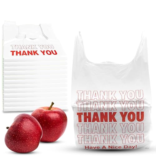 Plastic Bags with Handles Bulk - 100 Pack - White Grocery Shopping Bags Ideal for Home Use, Retail & Merchandise - Multipurpose Reusable Grocery Bags for Carrying, Organizing, & Storing