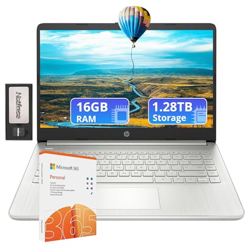 HP Flagship 14" Laptop with 1 Year Office 365 | 16GB RAM | 1.28TB Storage(128GB EMMC & 160GB Docking Station & 1TB Cloud Storage) | Intel 4-Core Processor | Webcam| Silver | Windows 11