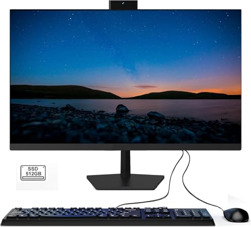 27" All-in-One PC Core i7 Computer 16GB RAM 512GB SSD Desktop (up to 3.20GHz) FHD With Mouse and Keyboard Dual Band WiFi Bluetooth 4.2 Wired Black
