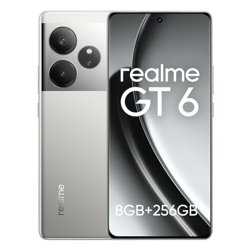 realme GT 6 Smartphone 5G,8GB+256GB Handy Ohne Vertrag,Snapdragon 8s Gen 3,120Hz 6.78" 6000nit Ultra Bright Display,50MP LYT-808 OIS,5500 mAh,Dual SIM Android 14,NFC,Silber(Kein Ladegerät)