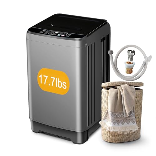Zyerch Portable Washing Machine 17.7lbs Full-Automatic Compact Washer Machine for Apartment, 10 Wash Program Small Portable Washer for Dorm, Apartment, RV, Home, Grey