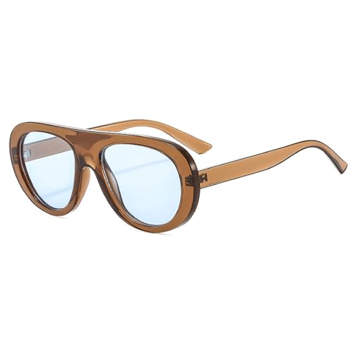 Popular Fashion Pilot Women Leopard Green Sunglasses Retro Wide Legs Men Trending Punk Gradient Sun Glasses 1164 (C5)