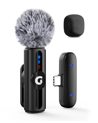 GRENARO Mic for YouTube Wireless, 3-Level Adjustable Noise Reduction Mic Wireless, Wireless Microphone for Youtubers with LED Indicator Light (Single Channel Type-C Port Version)