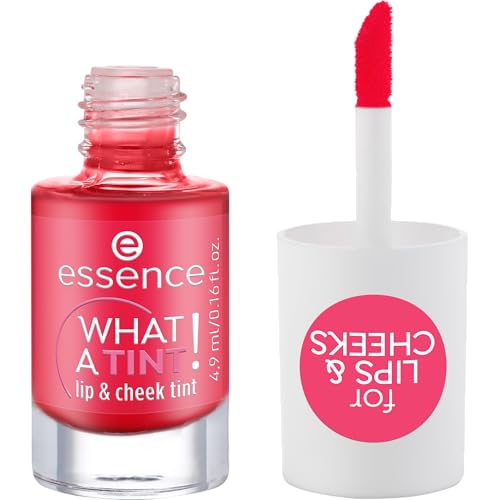 essence WHAT A TINT! lip & cheek tint, Rouge, Nr. 02, Rot, langanhaltend, sofortiges Ergebnis, natürlich, vegan, ölfrei, ohne Parabene, Nanopartikel frei, 1er Pack (4.9ml)