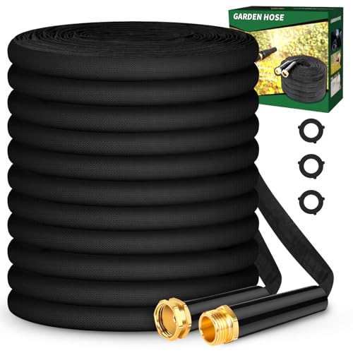 Toolasin Garden Hose 50ft, Non-Expanding, Lightweight, Leak-Proof Metal interface, No-Knots, Portable, Wear-Resistant, Sturdy, Flexible, 3/4GHT, Water Hose for Yard, Garden