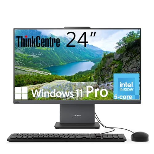Lenovo ThinkCentre All-in-One Desktop Computer, 24" FHD IPS Display, 5-core Intel U300 Processor, 32GB DDR5, 1TB SSD, USB-C, Wi-Fi 6, HDMI in&Out, Wired KB&Mouse, Windows 11 Pro