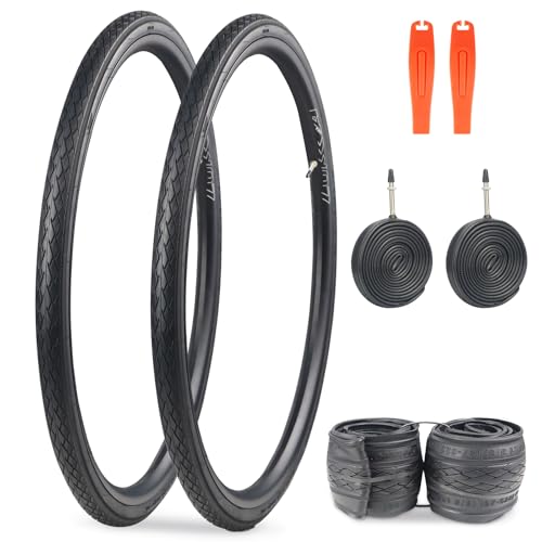 WEEROCK 700C Bike Tire 2 Pack 700 X 35C (37-622) Bicycle Tires with Inner Tubes for Road Bicycle Gravel Bike Foldable Replacement Tyres Black