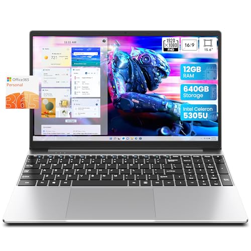 jumper Laptop, 12GB RAM 640GB ROM, Office 365-1 Year 5305U Processor, 15.6 Inch Computer, FHD IPS Screen, 38Wh Battery, 2 Stereo Speakers, USB3.0 * 2, HDMI.
