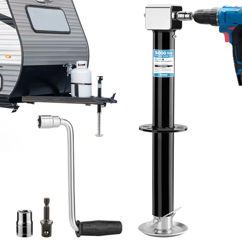 Kohree 5000 lbs A-Frame Trailer Jack Heavy Duty, 20-24V Cordless Drill Compatible, 25" Vertical Travel, Quick & Adjustable Drop Leg RV Tongue Jack with Drill Socket for Utility Yacht Trailer
