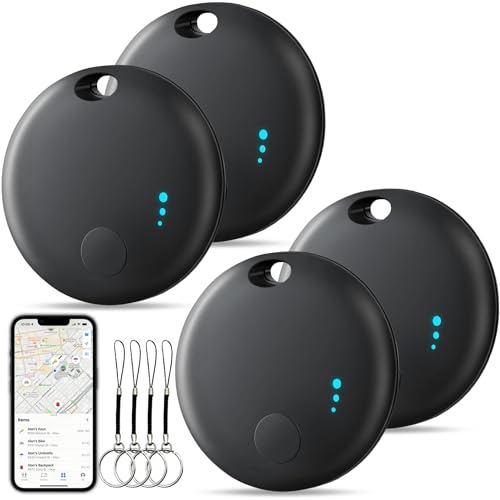 Air Tag Traceur, 4pcs Smart Tracker Fonctionne avec Apple Find My (iOS Uniquement), Localisateurs D’Objets Bluetooth Tracker pour clés, Bagages, Sac à Dos, Valises, Portefeuille (Noir)