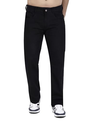 Koetler Black Relaxed Fit Jeans for Men (in, Numeric, 32, Regular, Black)