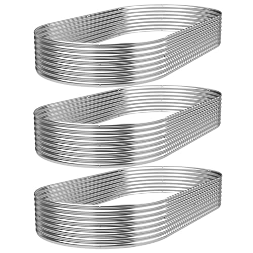 3 Pack Galvanized Raised Garden Bed Outdoor,Metal Garden Bed for Vegetables,Steel Raised Beds for Gardening,Above Ground Garden Box for Flower-46x20 inch