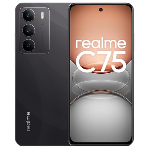 realme C75 4G Smartphone, 6.72'' 90Hz FHD Display, 6000mAh Battery, 8+256GB Mobile Phone, 50MP AI Camera, IP69 Dust and Water Resistance, Helio G92 Max Chipset, Storm Black, wthout Adapter