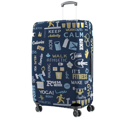 NT CREATION Navy Blue Polyester Fabric Spinner Large Protective Luggage Cover Without Suitcase - Navy Blue | Size - 28 In (Fit - 26-30 In Luggage) (L) (Large)