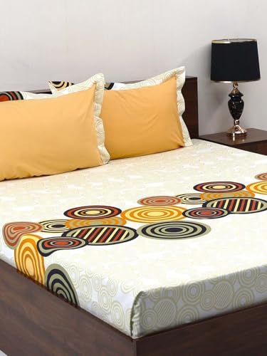 Bombay Dyeing 100% Pure Cotton California (Super) King Size BedSheet (274x274 cm or 108x108 Inch or 9x9 Foot Approx) with Two Pillow Covers