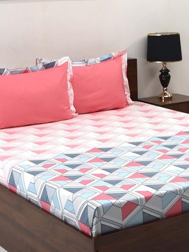 Bombay Dyeing 100% Pure Cotton California (Super) King Size BedSheet (274x274 cm or 108x108 Inch or 9x9 Foot Approx) with Two Pillow Covers