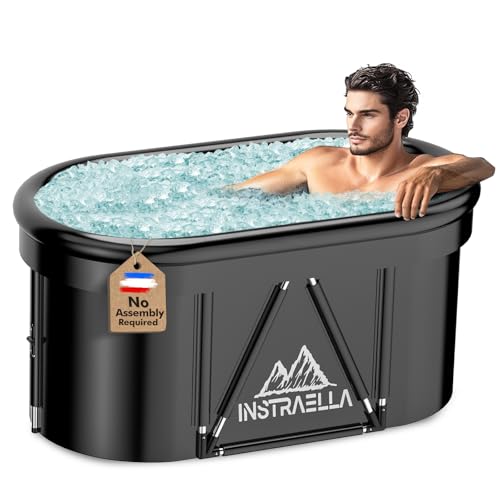 Instraella Upgrade Large Oval Ice Bath Tub for Athletes, Installation-Free Outdoor Cold Plunge Tub, Collapsible Portable Outdoor Hot Tubs Cold Water Therapy Ice Baths at Home