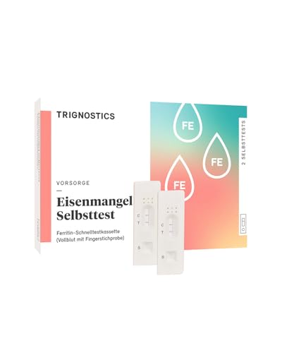 TRIGNOSTICS Eisenmangel Schnelltest für zuhause - schneller Eisenmangel Selbsttest | 2x Bluttest zur ohne Labor | Probenentnahme durch Piektest am Finger | leicht abzulesen Ergebnis in 5 Minuten