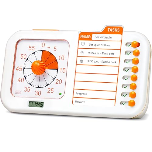 3-in-1 ADHD Timer & Visual Timer for Kids/Adults with Chore Board, Silent Task Timer with Schedule Planner for Children with Autism, ADHD Tools for Classroom, School, Homework