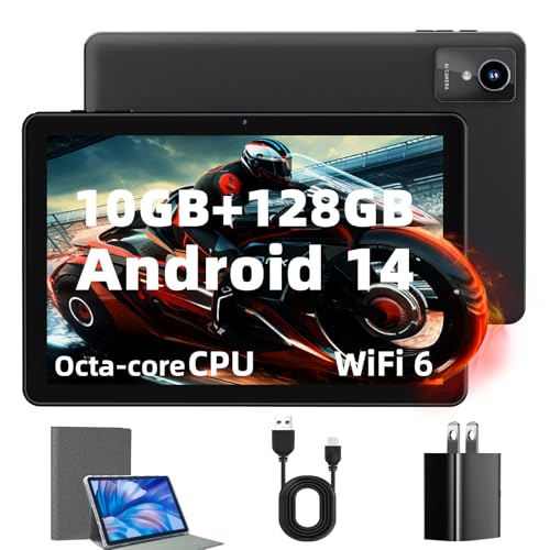 2024 New Tablet 10 inch Android 14 Tablets, 10(4+6)GB RAM+128GB ROM+1TB Expand, Octa-Core 2.0GHz, 1280 * 800 IPS Incell Display, 6000mAh, 5MP+8MP Camera, 5G+2.4G Wi-Fi/Bluetooth 5.4, Widevine L1