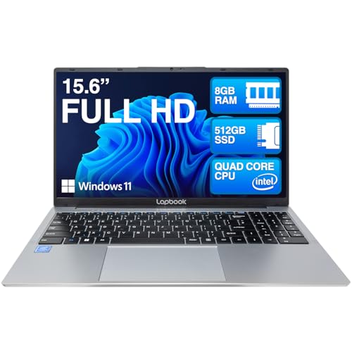 15.6" Full HD Laptop - 8GB RAM 512GB SSD, Windows 11 Home OS, J4125 Quad-Core CPU, AC WIFI, RJ45, Integrated Webcam - S15 N2 15 Inch Lightweight Laptop