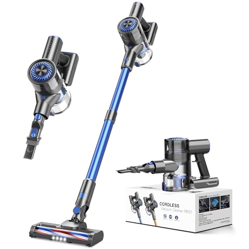 Cordless Vacuum Cleaner for Home, Stick Vacuum Cleaner with 80000 RPM Brushless Motor, 2600mAh Rechargeable Batteries, 2 Adjustable Suction, Anti-Tangle, Lightweight Handheld Vacuum for Hard Floor