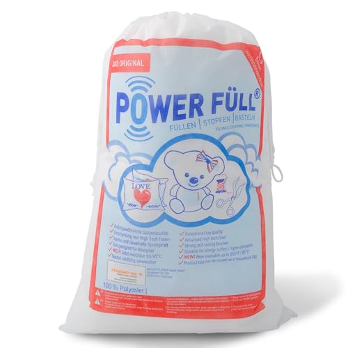 POWER FÜLL Füllwatte 1,5 kg | Bastelwatte & Kissenfüllung | 1500gr Stopfmaterial | Waschbare Füllwatte