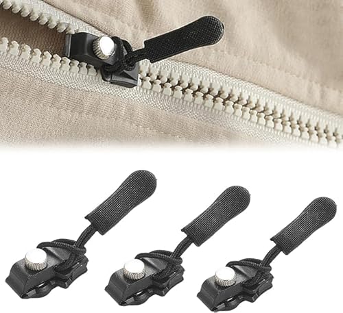 Bhuma™ 3 Sets Instant Zipper Repair Kit, Universal Zipper Slider Replacement, Adjustable Zipper Fixer Zipper Pull for Luggage Backpack Wallets Suitcases Tents Jackets Skirts Jeans.Universal Screw Fix Removable Zippers for Bags.