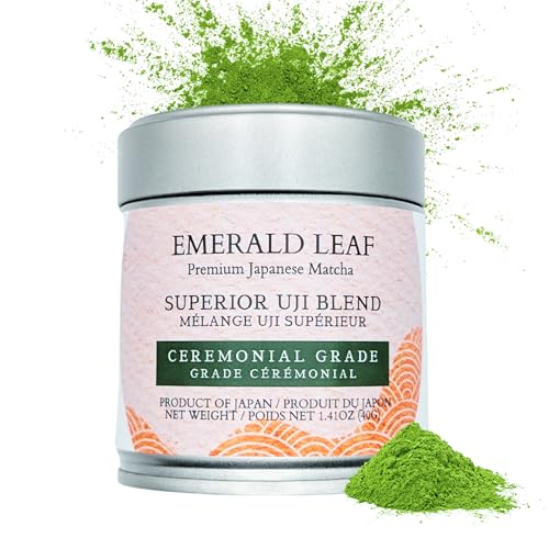Emerald Leaf Authentic Uji 40g Ceremonial Grade Matcha Green Tea Powder - 100% First Harvest - Unsweetened, No Additives - Superior Uji Blend