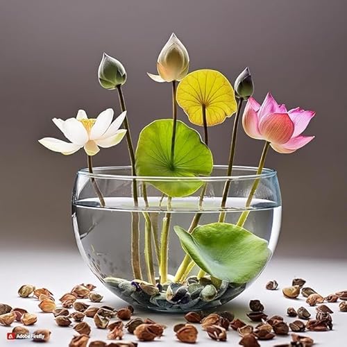 100% Germination Lotus Mix Flower Seeds (Pack Of 25 Seeds) - All Mix Color Growing Lotus Kamal Gatta Seed,Home Gardening, Live Water plant for Pond, Rosary of Kamalgatta, Makhana Seed, Water Lily