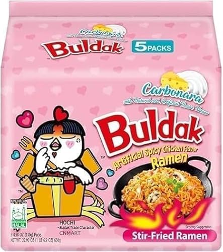 Korean Import - Samyang Hot Chicken Flavour Buldak Ramen Carbonara Noodles - Pack of 5