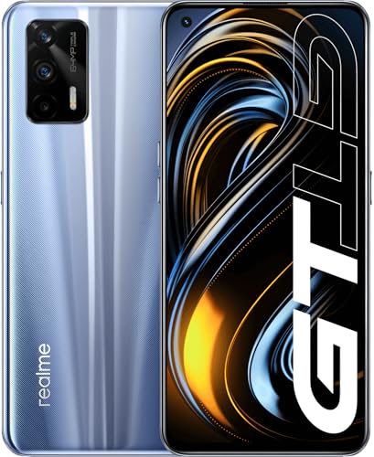 realme GT 5G in Dashing Silver Comes with 8GB RAM, 128GB, 6.43-inch 120Hz Display, Snapdragon 888 Processor, 64MP Triple Rear Camera, 16MP Front Camera, and 4500mAh Battery with 65W Fast Charging.