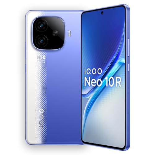iQOO Neo 10R 5G (Raging Blue, 8GB RAM, 128GB Storage) | Snapdragon 8s Gen 3 Processor | India's Slimmest 6400mAh Battery Smartphone | Segment's Most Stable 90FPS for 5 Hours