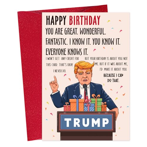 Disjourney Funny Trump Birthday Card for Men & Women, Donald Trump Birthday Card for Dad, Mom, Husband, Wife,Humorous Themed Birthday Cards, Best Birthday Gift to Make Him/Her Laugh.