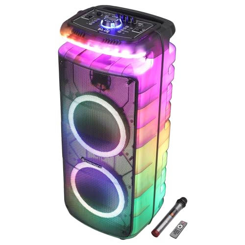 ZEBRONICS 160W Party DJ Speaker, 12h Playback, Wireless UHF Mic, Karaoke & Recording, Dual 20.32cm High-Fidelity Drivers, TWS, 6.3mm Mic Input, Bluetooth, USB, RGB, Carry Handle (Glow Box 8B)