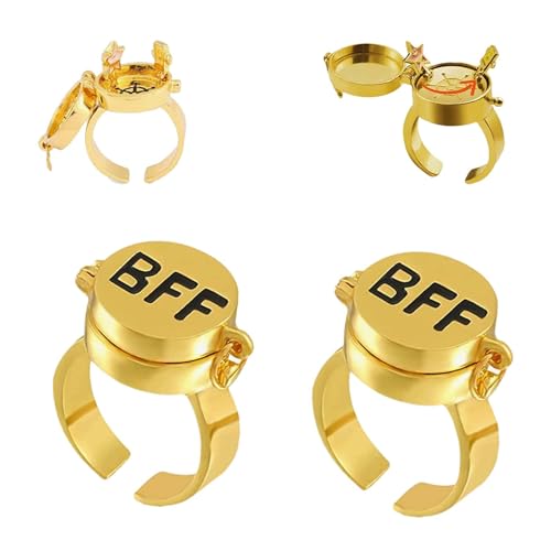 Shengruili 2 Stück Beste Freunde für Immer Ringe,Süßes BFF Ring,Einstellbar Offene Kappe Ring,Umarmungsring Silber,Offene Kappe Ringe,Freundschaftsring,Schmuckgeschenke für Frauen Mädchen