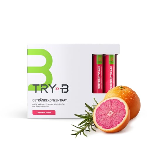 TRY‑B Grapefruit Splash | Konzentrat für bewusste Ernährung | Fastendrink & Nahrungsergänzungsmittel | Mit Glycerol & wertvollen Vitaminen | 100% Vitamine & Mineralstoffe | Fruchtiger Geschmack