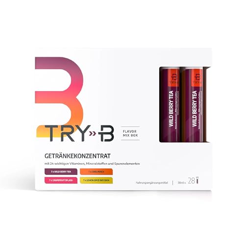 TRY‑B Flavor-Mix | Konzentrat für bewusste Ernährung | Fastendrink & Nahrungsergänzungsmittel | Mit Glycerol & wertvollen Vitaminen | 100% Vitamine & Mineralstoffe | Fruchtiger Geschmack
