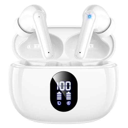 ZZU Wireless Earbuds, 2025 Ear Buds with Big Bass Stereo Sound, Lightweight Bluetooth Earbuds with 48 Hours Playtime, in-Ear Fit Earphones, IPX7, Hands-Free Calls with AI for iPhone, Android, Pad