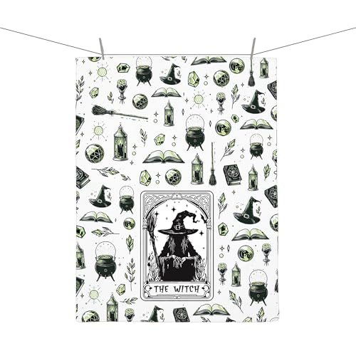 CMNIM Witch Tarot Card Towel Witchy Kitchen Decor Witch Themed Gifts Wiccan Hand Towels for Witch Lover Housewarming Gift (The Witch Towel)