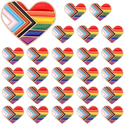SANNIX 60Pcs Heart Progress Pride Flag Pin, Rainbow Lapel Pins Rainbow Gay Flag Pin Brooches LGBTQ Badge Pins for Clothing Backpack Hat Pride Month Decoration Gift Bulk