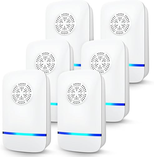 Ultrasonic Pest Repeller 6 Pack, Electronic Indoor Mouse Repellent Plug in for Insect Cockroach Ant Bug Rodent Spider Repellent for House Kitchen Garage Warehouse