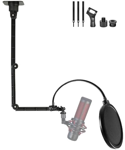Ceiling Mic Mount Holder compatible with Shure MV7,Blue Yeti,Razer,HyperX,Rode,Razer Microphones for Gaming, Streaming, Podcasts, Twitch, YouTube, Discord