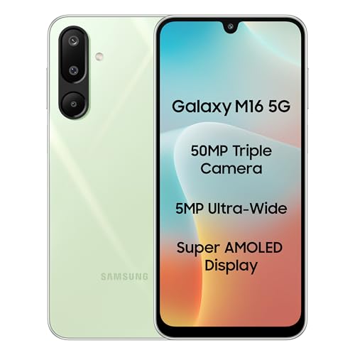 Samsung Galaxy M16 5G (Mint Green, 6GB RAM, 128 GB Storage) | MediaTek Dimensity 6300 | AnTuTu Score 422K+ | Super Amoled Display | 25W Fast Charging | 6 Gen. of OS Upgrades | Without Charger