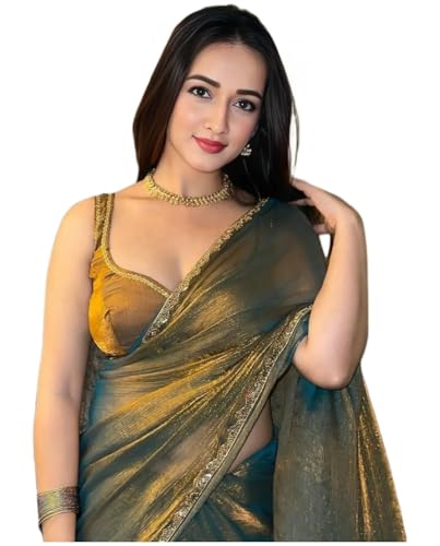 Sidhidata Women's Soft Zimmy Choo Fandy Silk Saree With Hand Work Lace Boarder & Comes With Unstitched Blouse Piece (Chhaava Mustard_Mustard_Free Size)