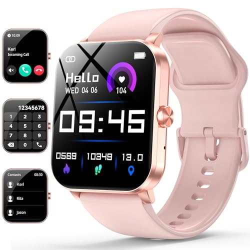 Smart Watch for Men Women with Bluetooth Call, Activity Tracker Compatible with iOS/Android Phones, 1.85" HD Screen Fitness Watch with Heart Rate/Sleep/SpO2 Monitor, 100+ Sports Modes (Pink)