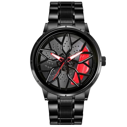 IIK COLLECTION Men's Car Wheel Watch with Spinning Car Rim Hub Design|| Analog Stainless Steel| Water Resistant, Scratch Resistant