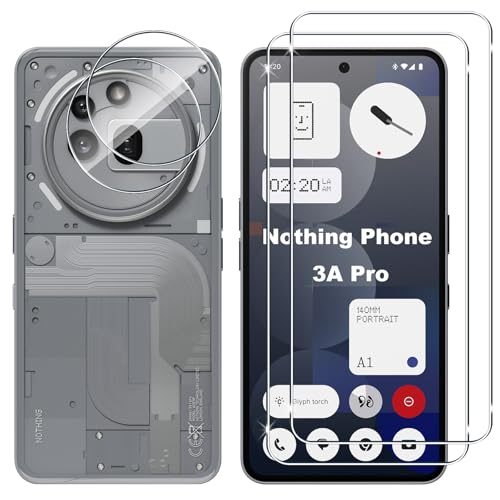 Lutree für Nothing Phone 3a Pro für Panzerglas Schutzfolie, 2+2 Stück Schutzglas + Kameraschutz Folie, 9H Härte HD Displayschutz Bläschenfrei Anti- Kratzer Displayfolie